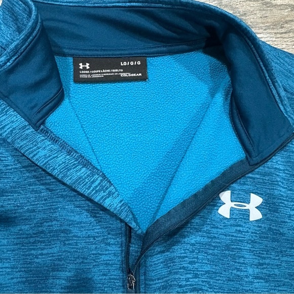 UNDER ARMOUR Fleece Quarter Zip Sweatshirt Sz L Blue Topaz Sweater Athletic - Picture 9 of 9
